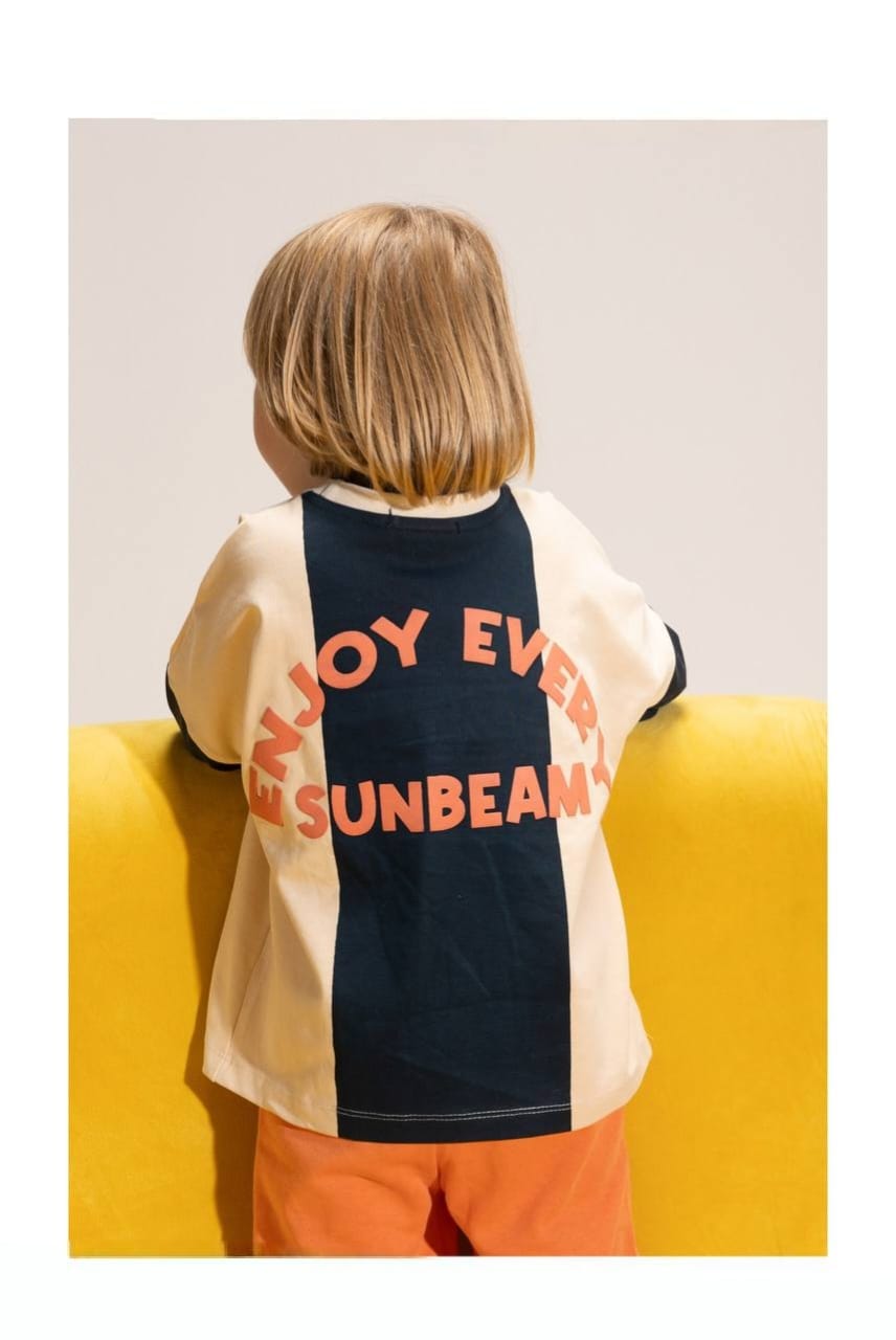 Boys' Color Block T-Shirt & Orange Shorts Set – Cotton Summer 2-Piece Casual Outfit