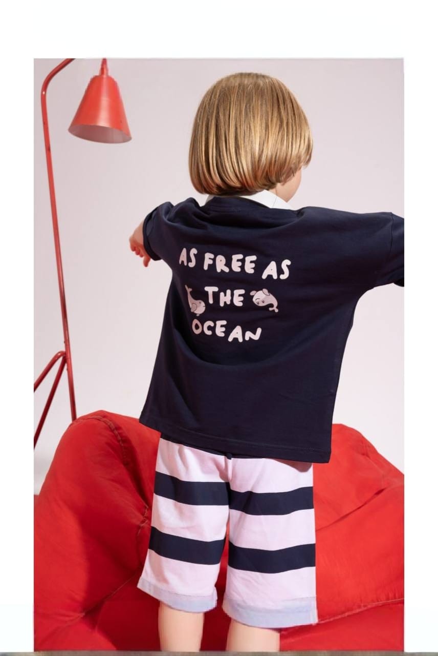 Boys' Whale Graphic T-Shirt & Striped Shorts Set – Cotton Summer 2-Piece Casual Outfit