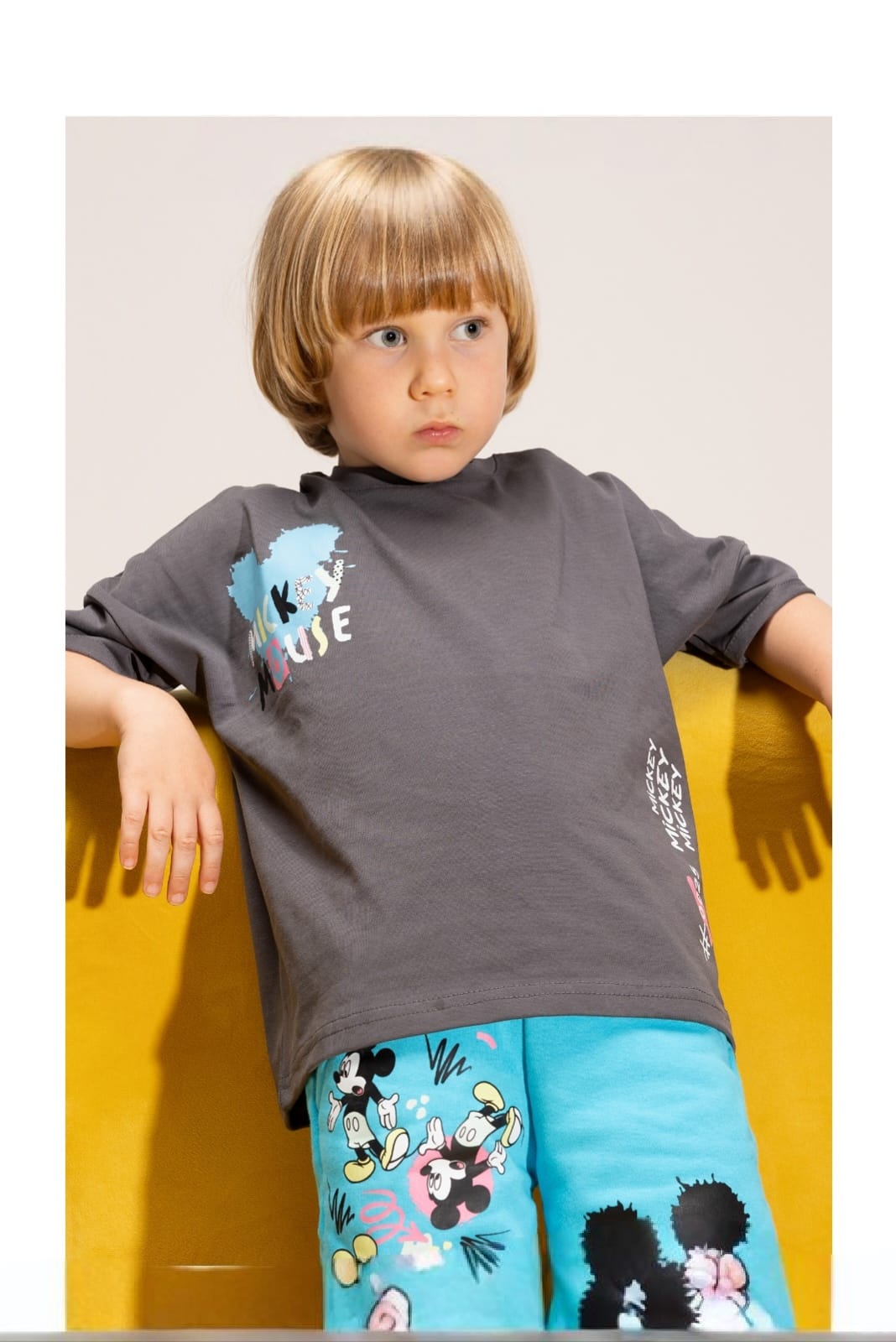 Boys' Mickey Mouse Graphic T-Shirt & Printed Shorts Set – Cotton Summer 2-Piece Outfit
