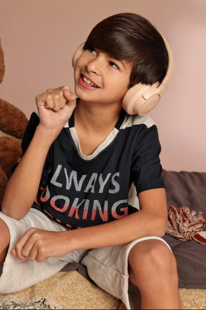 Boys' Graphic T-Shirt & Heather Grey Shorts Set – Cotton Casual 2-Piece Outfit