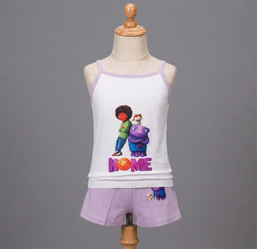 Girls’ DreamWorks Home Graphic Tank Top & Shorts Set – Pink 2-Piece Summer Outfit