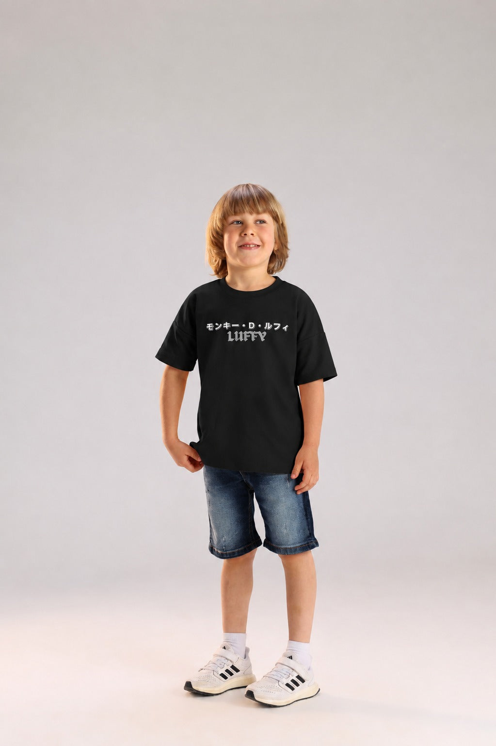Boys' One-Piece Luffy Graphic T-Shirt | Black Oversized Anime Streetwear Tee