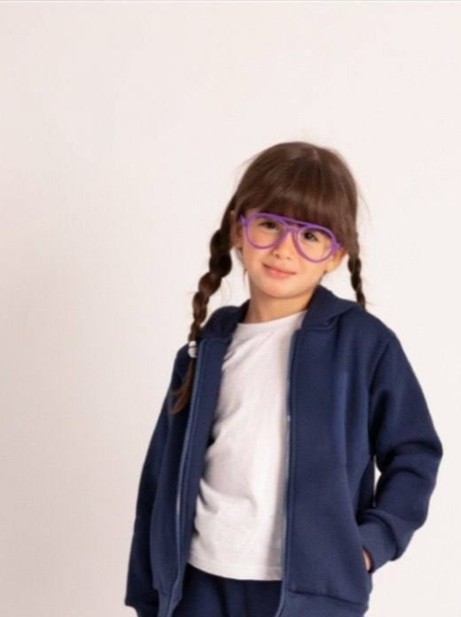 Girls’ Navy Blue Zip-Up Hoodie – Casual Hooded Sweatshirt with Front Pockets