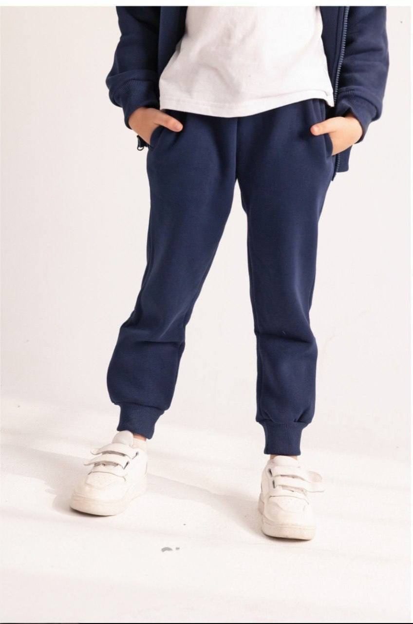 Girls’ Navy Blue Jogger Pants – Elastic Drawstring Waist & Ribbed Cuffs