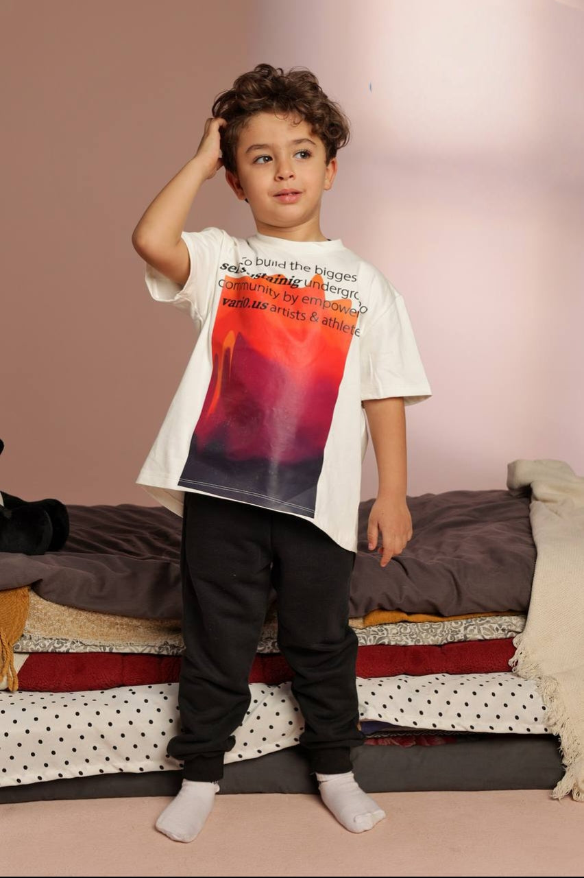 Boys’ Graphic Print T-Shirt – Short Sleeve Casual Cotton-Style Top