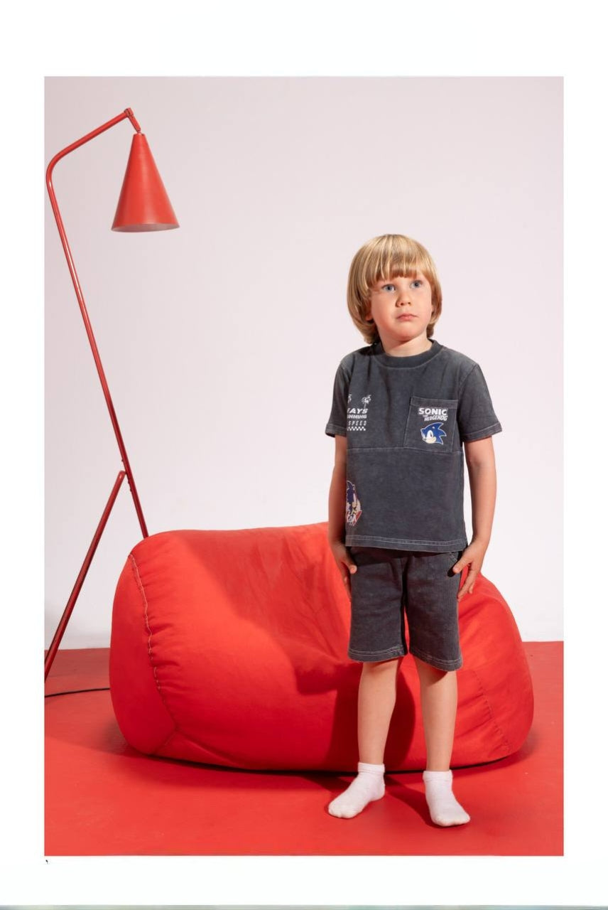 Boys’ Sonic the Hedgehog T-Shirt & Shorts Set – Casual Graphic Summer Outfit