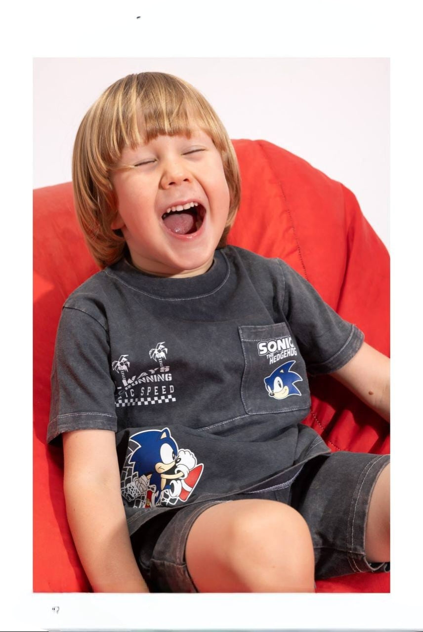 Boys’ Sonic the Hedgehog T-Shirt & Shorts Set – Casual Graphic Summer Outfit