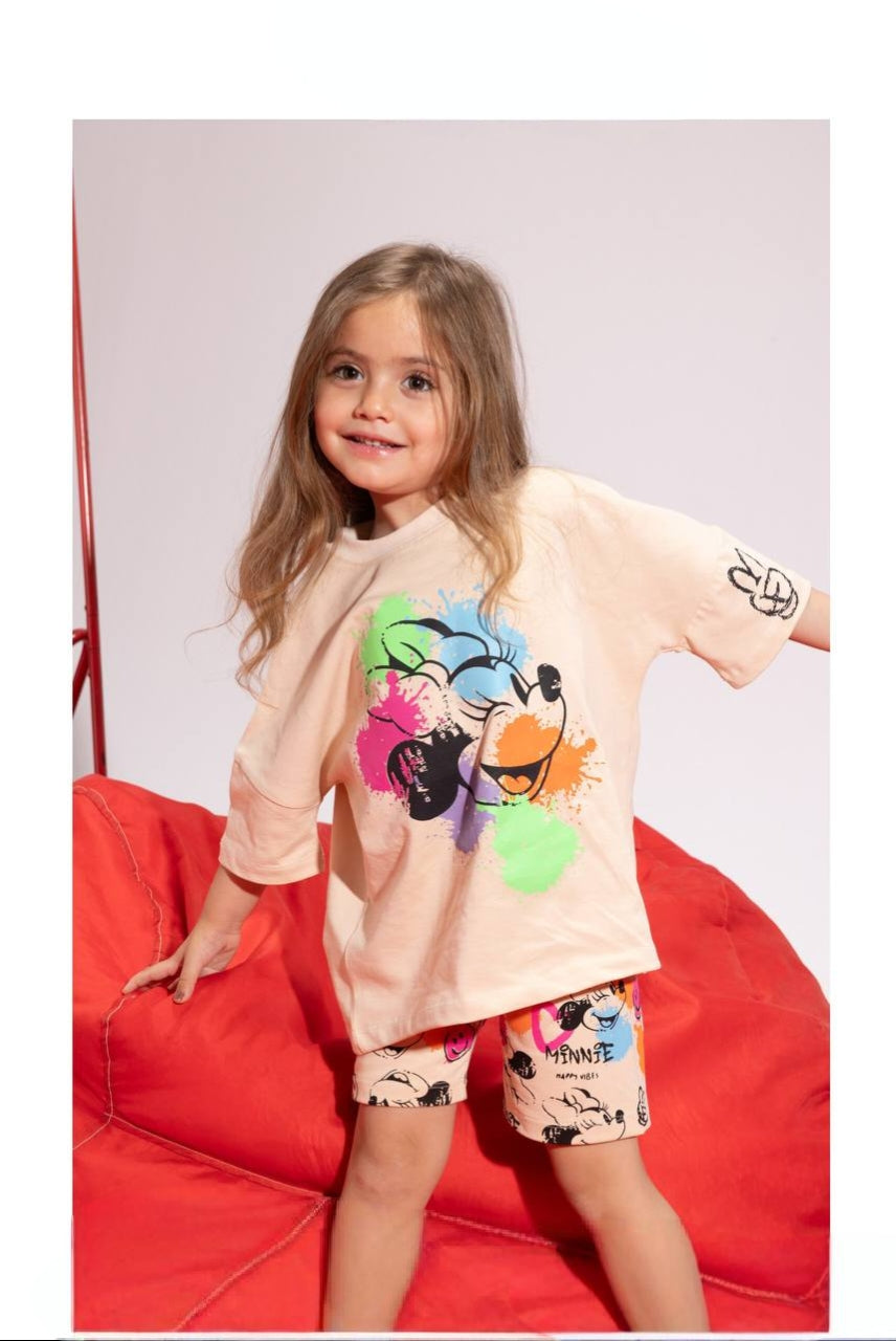 Girls’ Disney Minnie Mouse Graphic T-Shirt & Printed Shorts Set