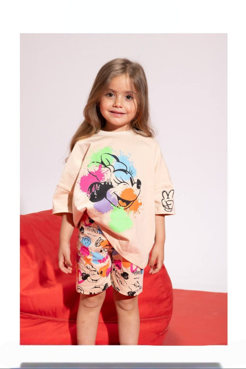 Girls’ Disney Minnie Mouse Graphic T-Shirt & Printed Shorts Set