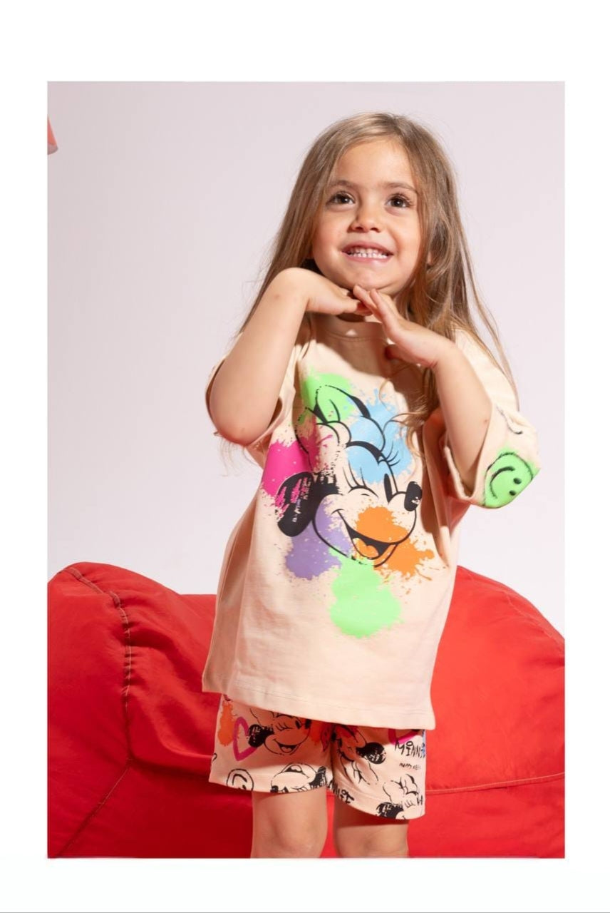 Girls’ Disney Minnie Mouse Graphic T-Shirt & Printed Shorts Set