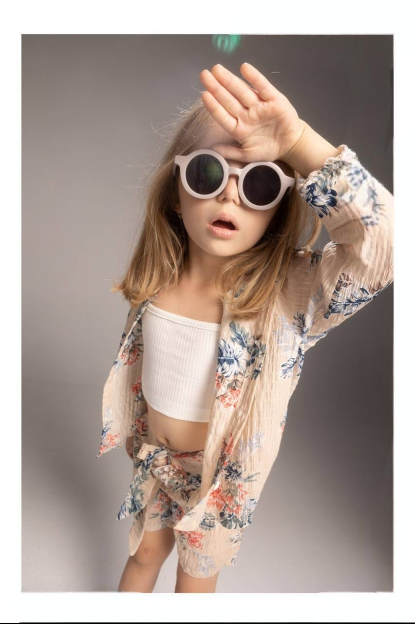 Girls’ Floral Summer 2-Piece Set – Short-Sleeve Shirt, & Matching Shorts