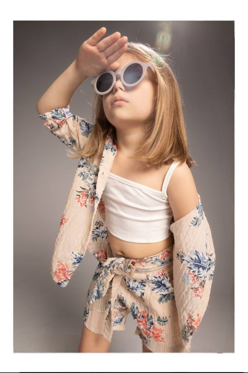 Girls’ Floral Summer 2-Piece Set – Short-Sleeve Shirt, & Matching Shorts