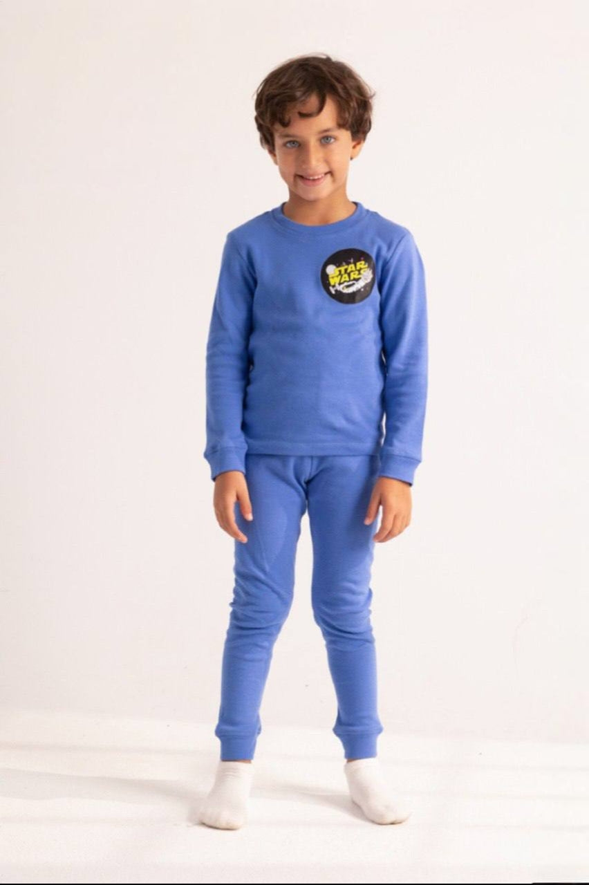 Boys’ Blue Star Wars 2-Piece Warm Pajama Set – Long-Sleeve Top & Matching Pants