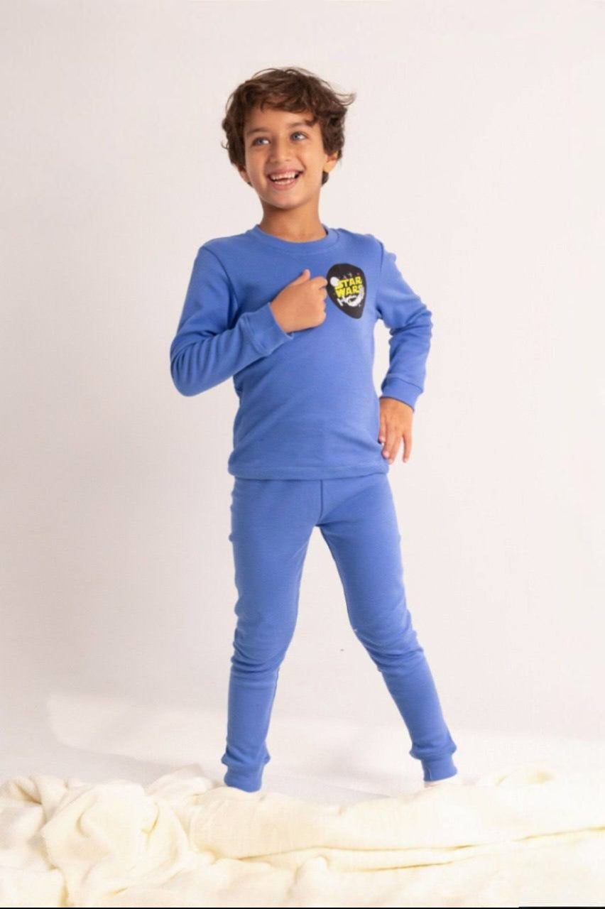 Boys’ Blue Star Wars 2-Piece Warm Pajama Set – Long-Sleeve Top & Matching Pants