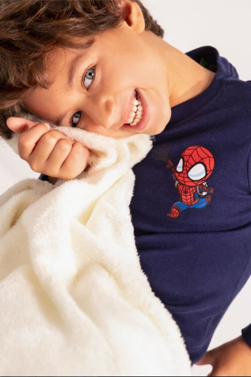 Boys’ Navy Blue 2-Piece Spider-Man Pajama Set – Long-Sleeve Top & Matching Pants