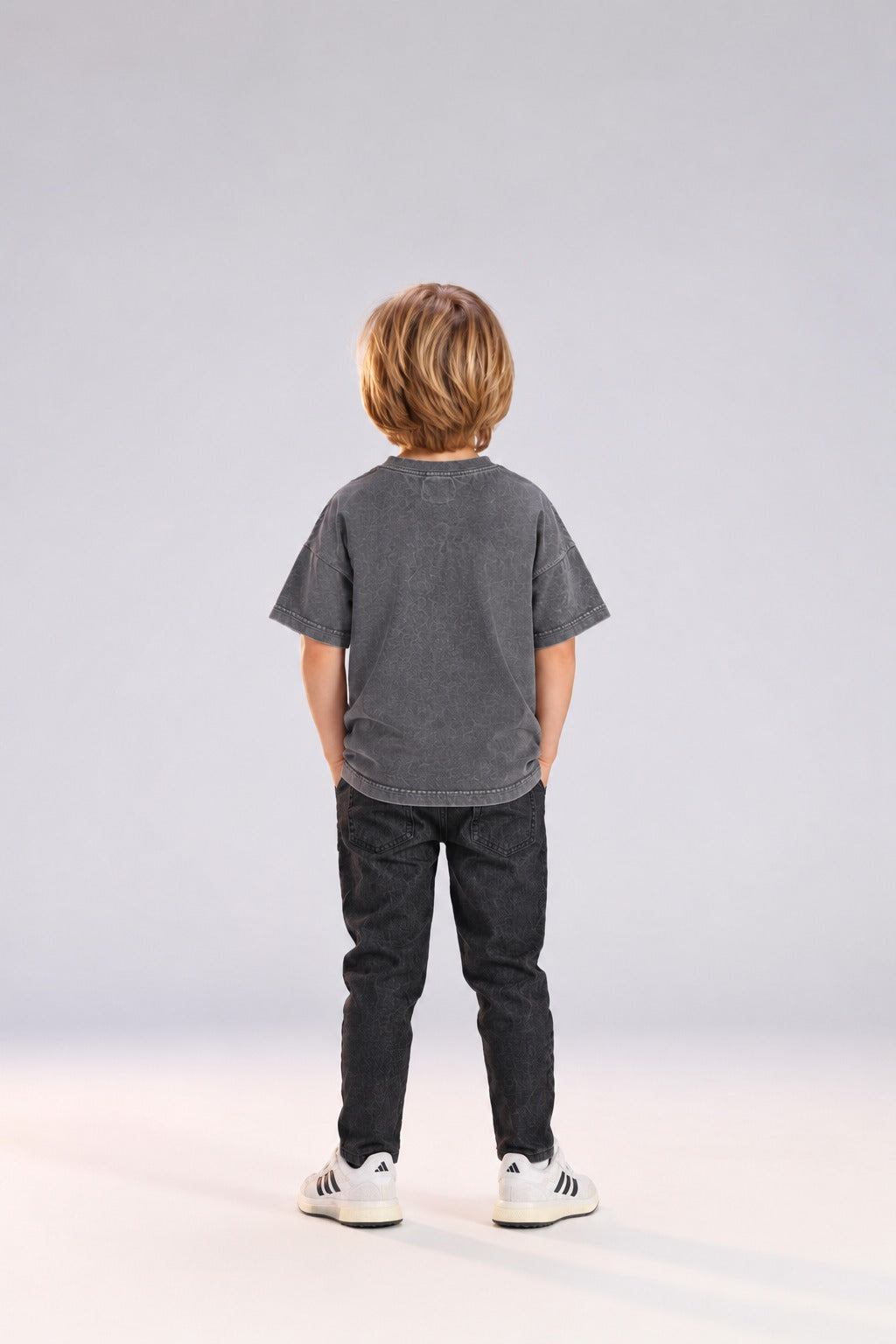 Boys’ Graphic T-Shirt – Grey Oversized “Hood Champ” Casual Tee