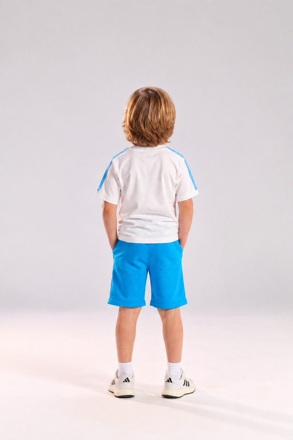 Boys’ Summer 2-Piece Outfit Set – Palm Tree Graphic T-Shirt & Colorful Drawstring Shorts