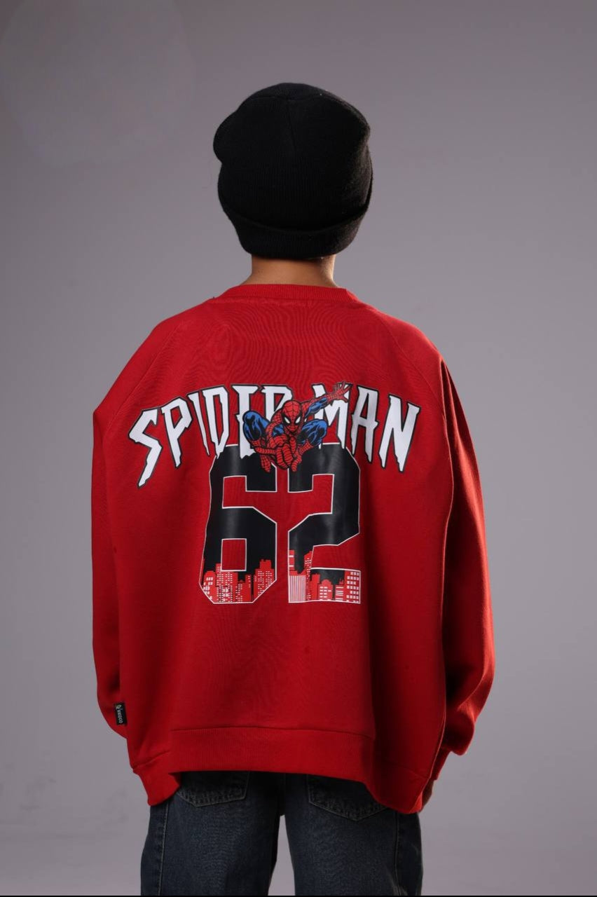 Boys’ Red Spider-Man Graphic Sweatshirt – Long-Sleeve Crew Neck Pullover