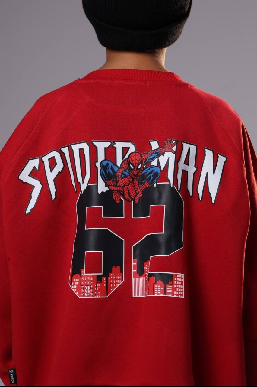 Boys’ Red Spider-Man Graphic Sweatshirt – Long-Sleeve Crew Neck Pullover