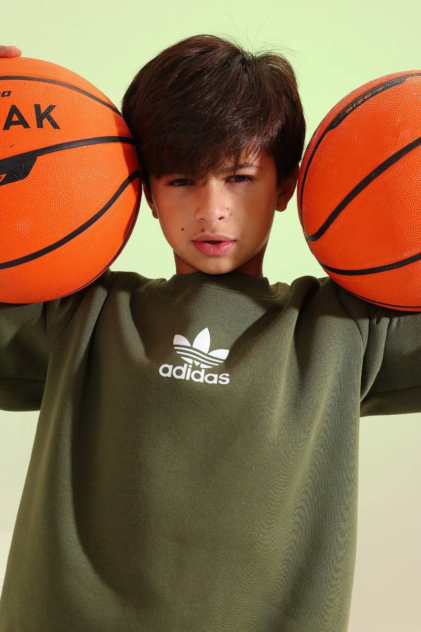 Boys’ Olive Green Graphic Sweatshirt & Jogger Set – Colorful Streetwear Tracksuit