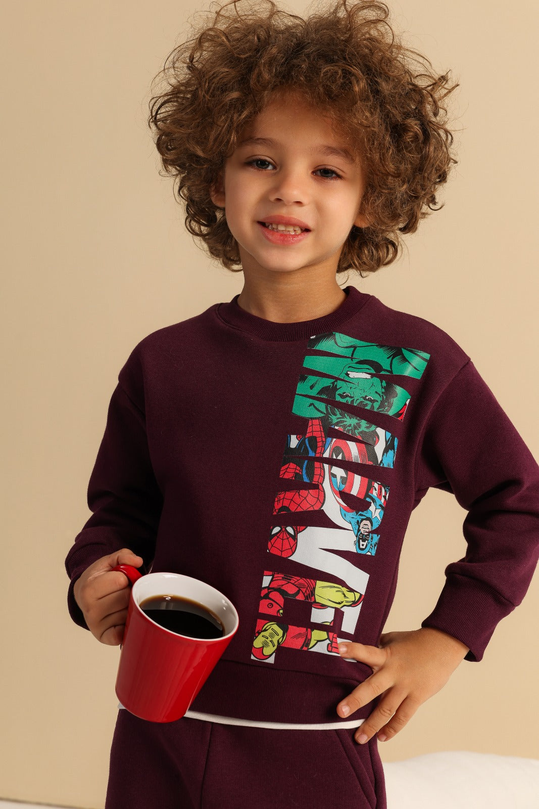 Boys Marvel Graphic Sweatshirt & Jogger Set – Burgundy