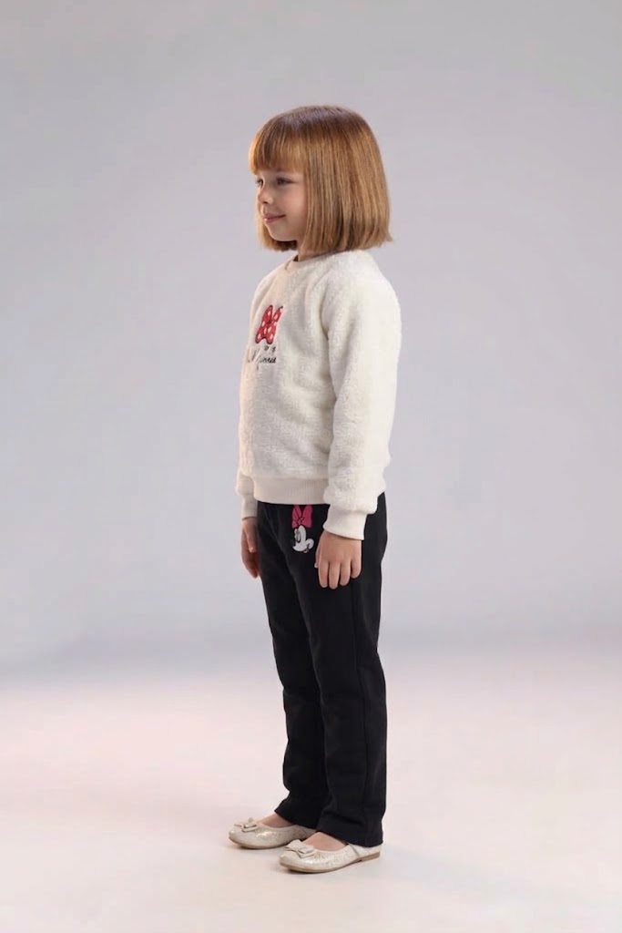 Girls Minnie Mouse Fleece Sweatshirt & Jogger Set – Cream & Black