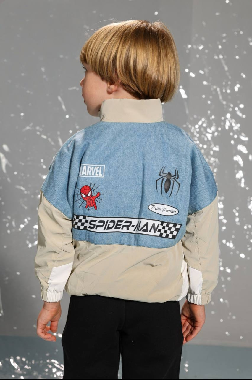Boys’ Spider-Man Complete Outfit – Color Block Zip-Up Jacket with Black Jogger Pants