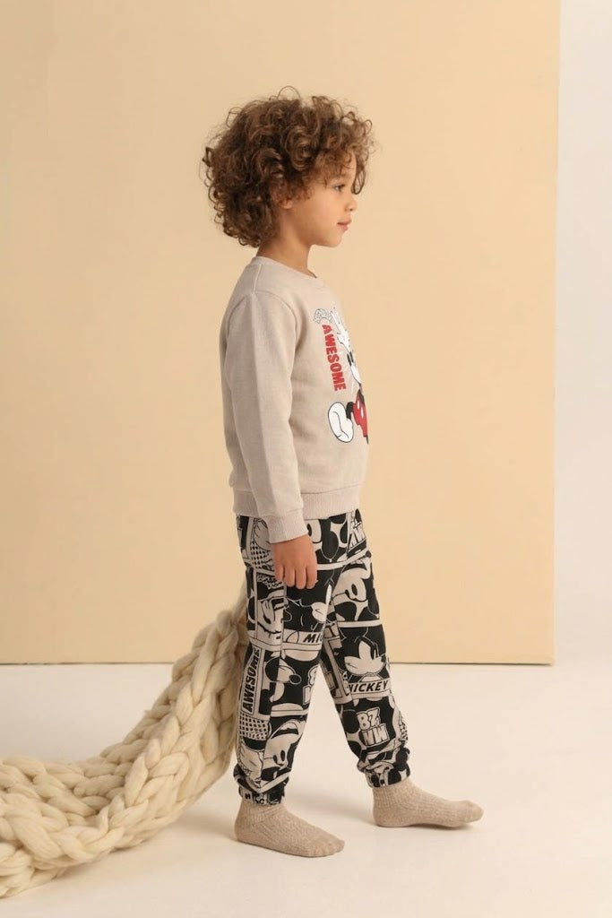 Kids’ Mickey Mouse Sweatshirt and Jogger Pants Set – Cozy Two-Piece Cartoon Tracksuit