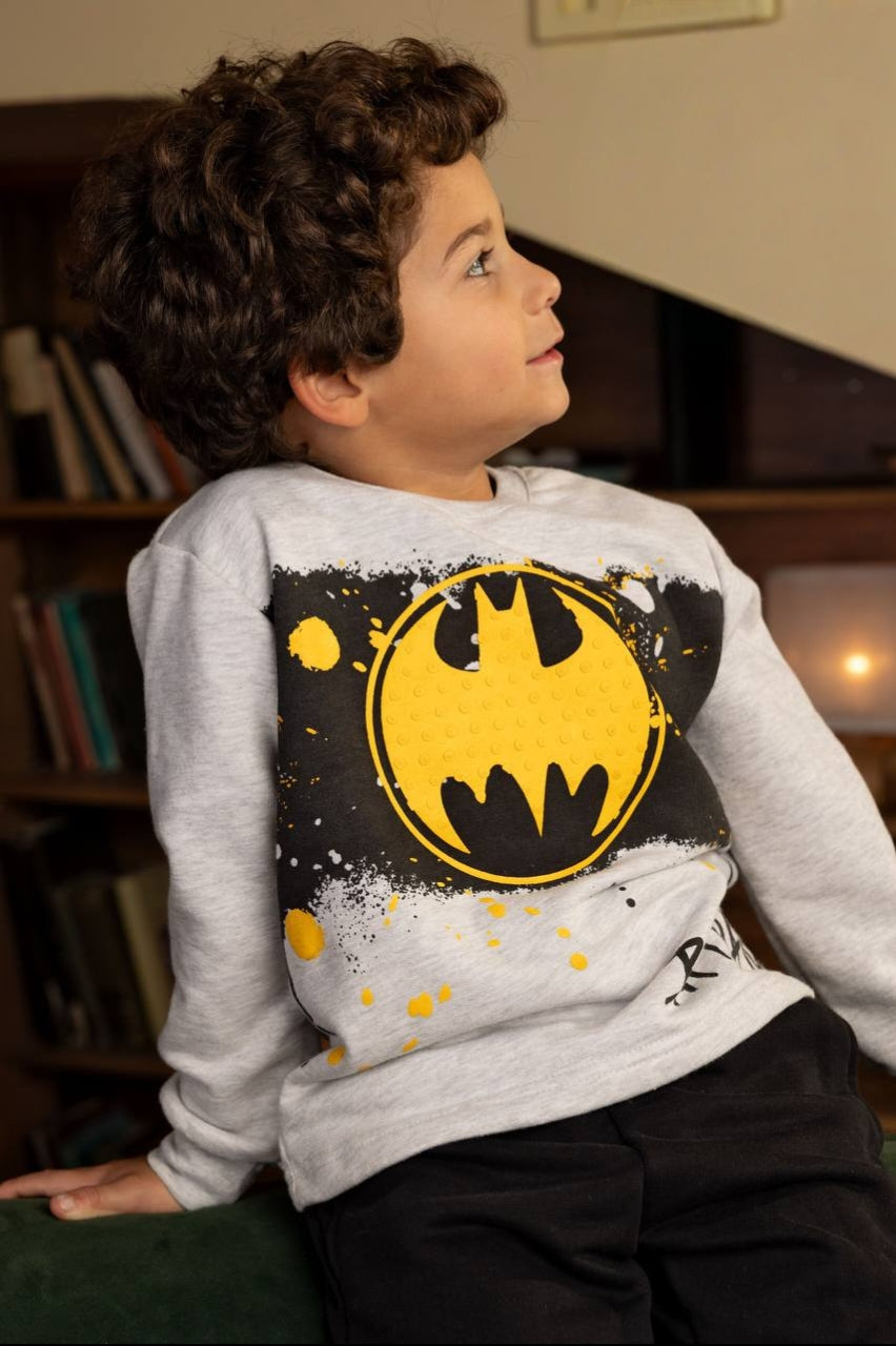 Boys’ Batman Sweatshirt & Jogger Set – Grey Graphic Top with Black Printed Pants | Code 805