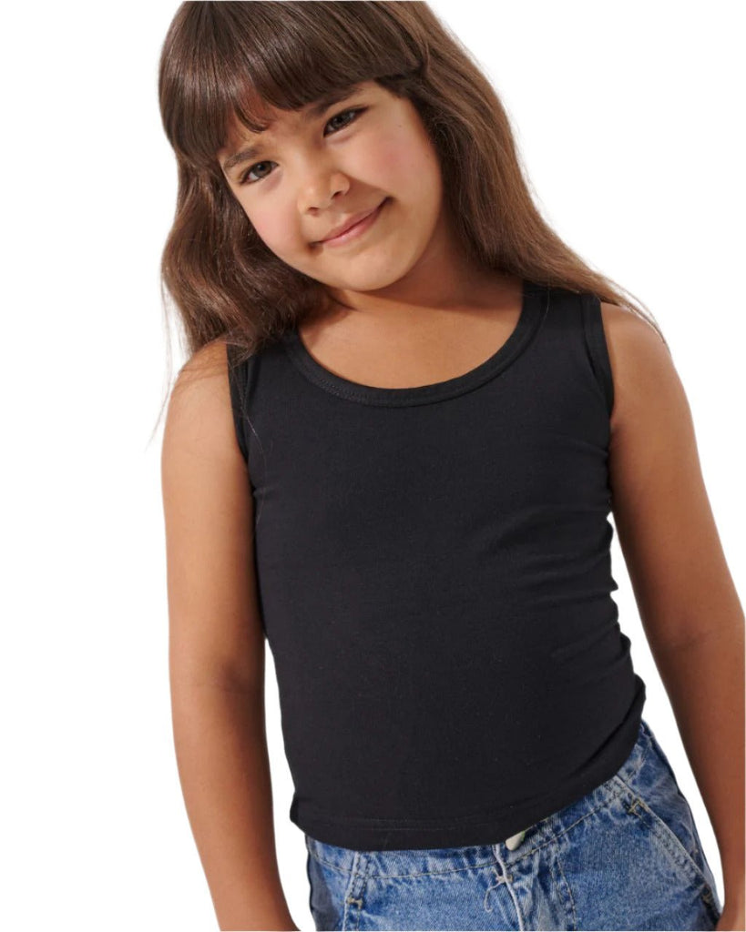Basic Black Cotton Tank Top - Bubbles Kids WearAll