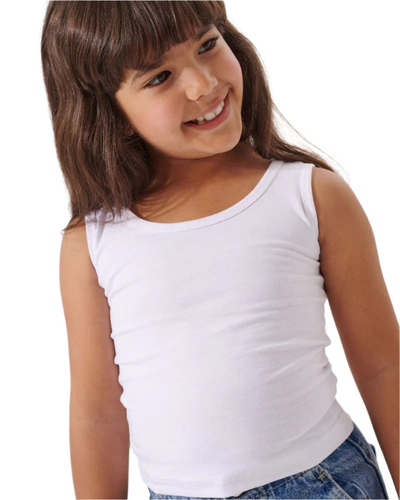 Basic white Cotton Tank Top - Bubbles Kids WearAll