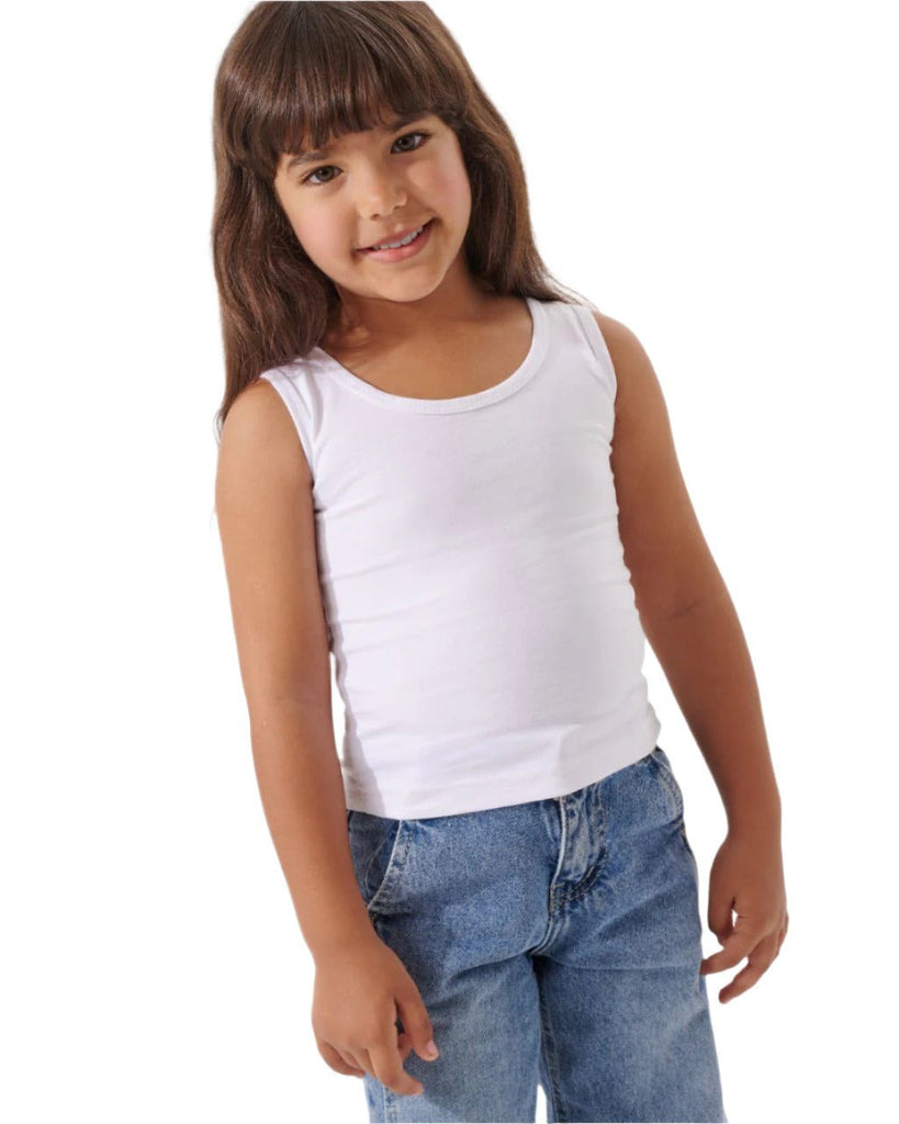Basic white Cotton Tank Top - Bubbles Kids WearAll