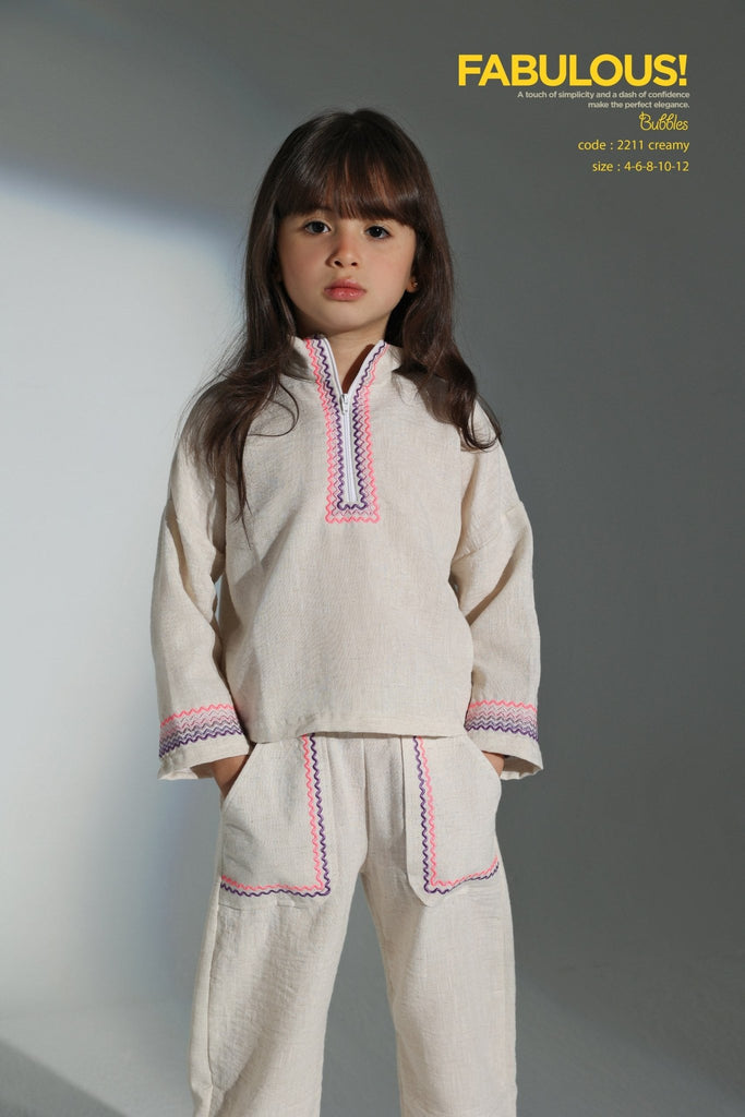 Creamy Linen Suit – سوت كتان كريمي - Bubbles Kids WearWinter Pyjama