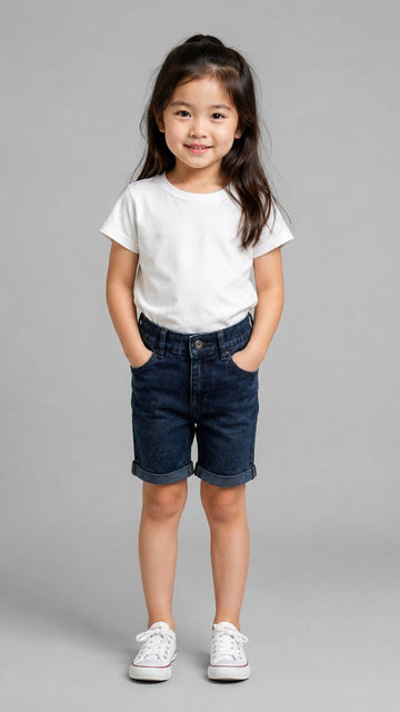 Girls Denim Bermuda Shorts – Dark Wash Casual Summer Shorts