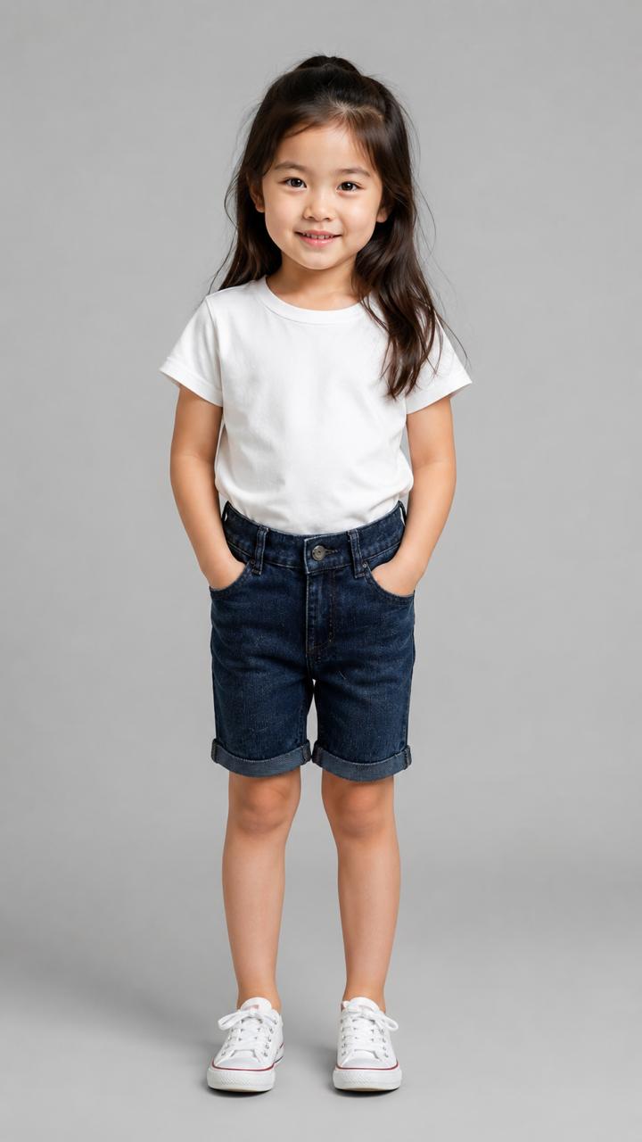 Girls Denim Bermuda Shorts – Dark Wash Casual Summer Shorts