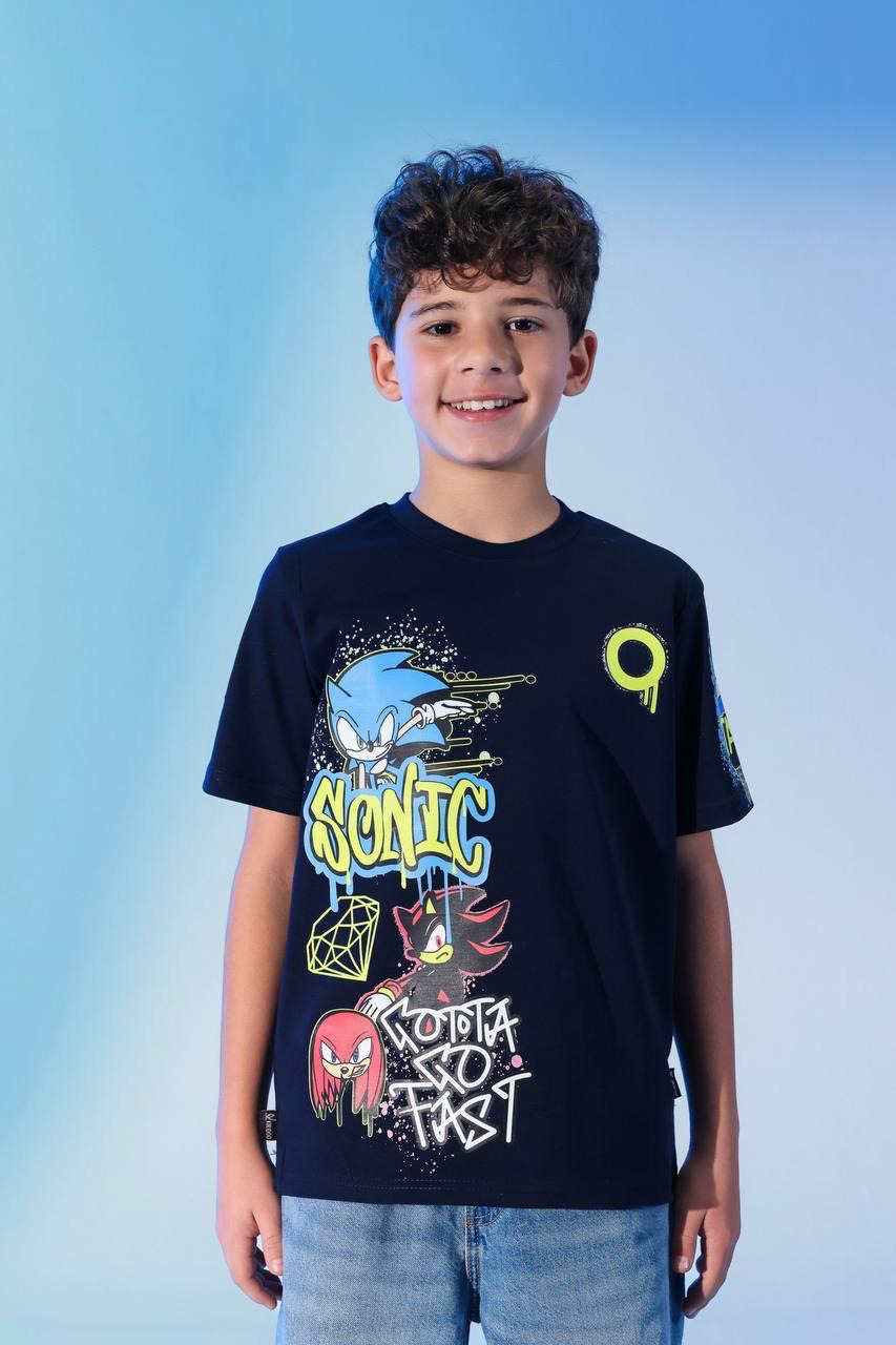 Boys Graphic Cotton T-Shirt – Navy Short Sleeve Casual Tee