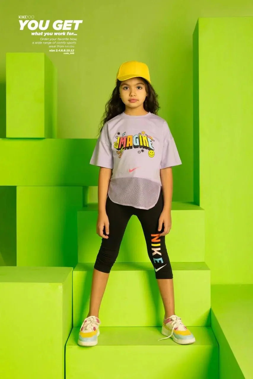 Lilac Imagine Tee & Nike Leggings Set - Bubbles Kids WearAll