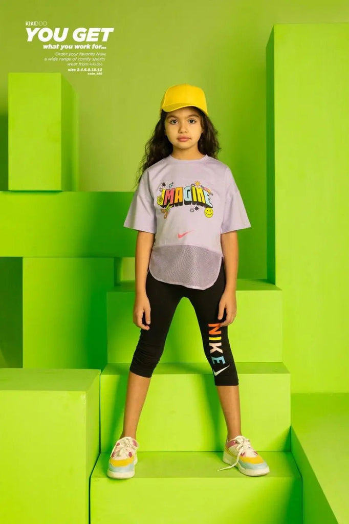 Lilac Imagine Tee & Nike Leggings Set - Bubbles Kids WearAll