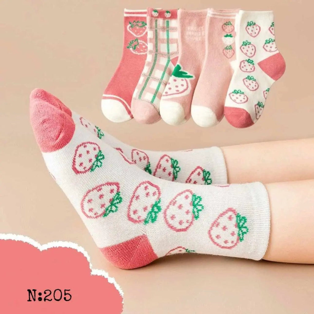 Pack of 3 ankle Strawberry - Bubbles Kids Wearشراب باكيت 3 قطع