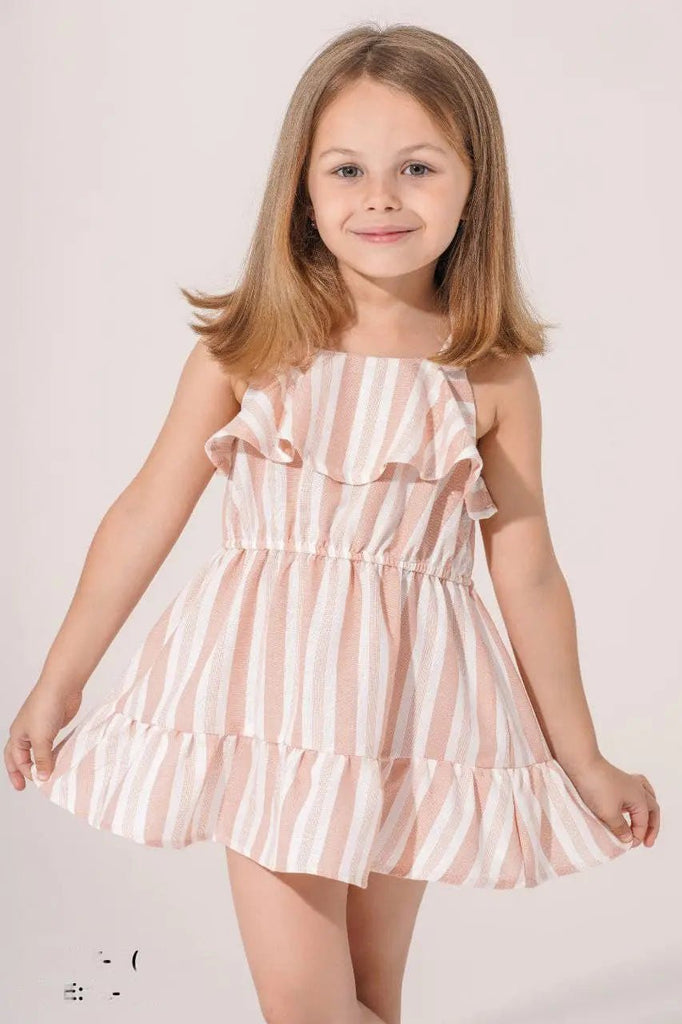 Peachy Ruffle Striped Baby Dress - Bubbles Kids WearAll