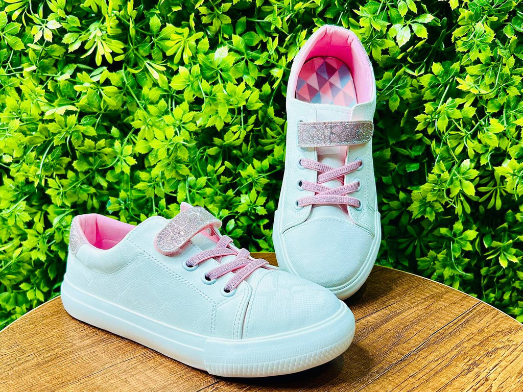 White Sparkle Kids Sneakers