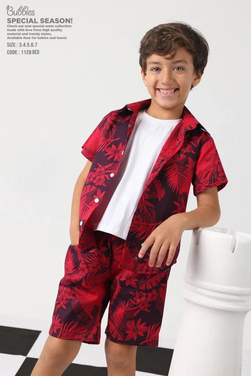 RED FLOWER SET - Bubbles Kids WearAll