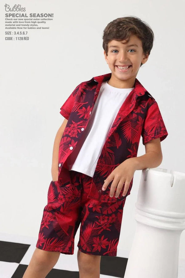RED FLOWER SET - Bubbles Kids WearAll