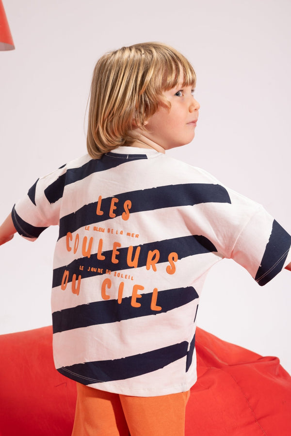 sunstripe tee pyjama - white - Bubbles Kids WearAll