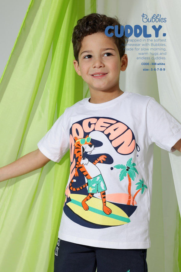 Tiger white PYJAMA - Bubbles Kids WearAll